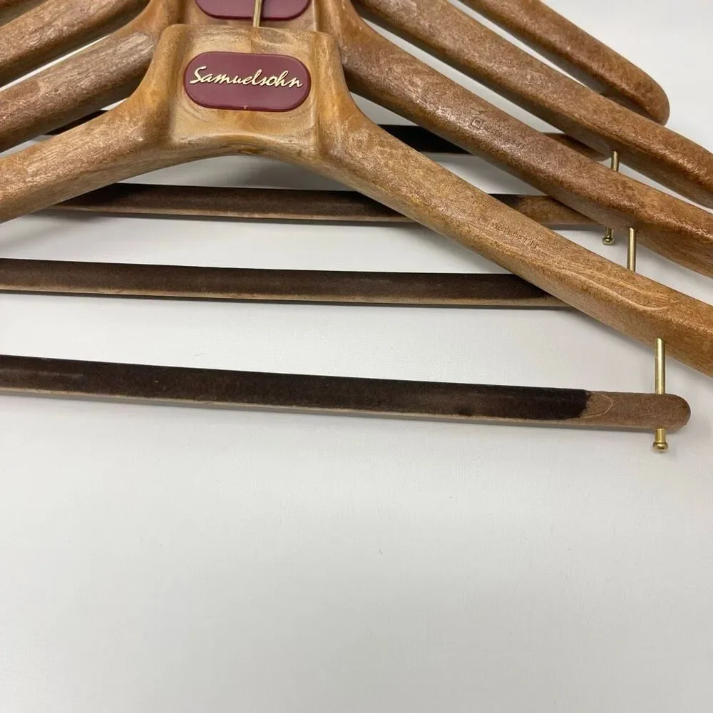 Samuelsohn Suit Coat Hanger Heavy Duty Composite Wood Lot of 4 Hangers Clothing